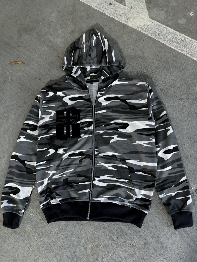 Snow Camo Zip-Up Hoodie