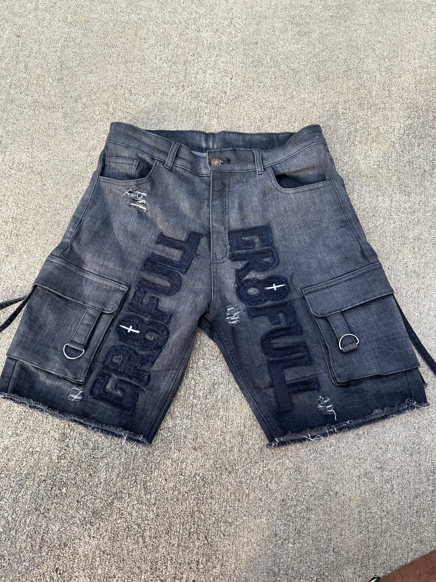" I AM GR8FULL" BLK Shorts