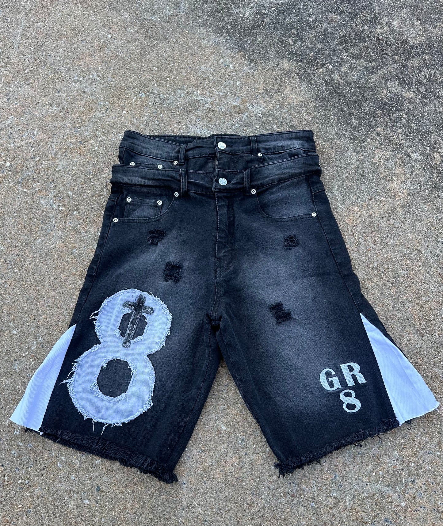 Double Banded Black Flared Shorts