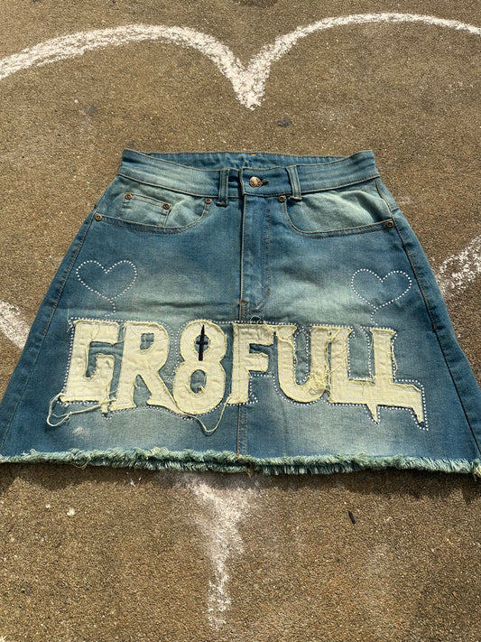 "JUST A GR8FULL GIRL" Denim Skirt